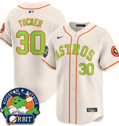 Kyle Tucker Jersey 30 Astros Orbit Patch Vapor Premier Limited V2 Stitched Cream