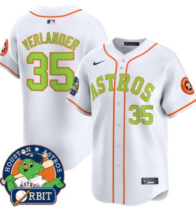 Justin Verlander Jersey 35 Astros Orbit Patch Vapor Premier Limited V2 Stitched White