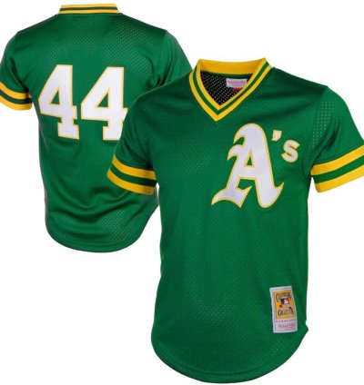 Oakland Athletics Reggie Jackson Green Throwback Mesh Pullover Jersey