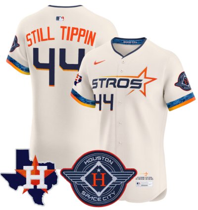 Still Tippin Jersey 44 Houston Astros 2025 City Connect Texas Patch Premier Elite Stitched Cream