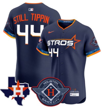 Still Tippin Jersey 44 Houston Astros 2025 City Connect Texas Patch Premier Elite Stitched Navy