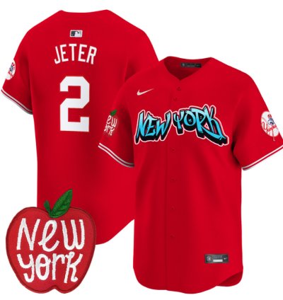 Derek Jeter Jersey 2 New York Yankees Apple Patch Vapor Premier Limited Stitched Red