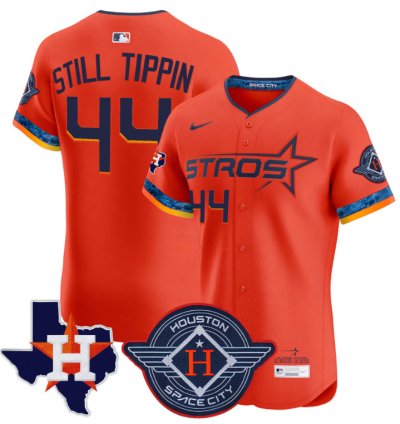 Still Tippin Jersey 44 Houston Astros 2025 City Connect Texas Patch Premier Elite Stitched Orange