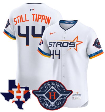 Still Tippin Jersey 44 Houston Astros 2025 City Connect Texas Patch Premier Elite Stitched White