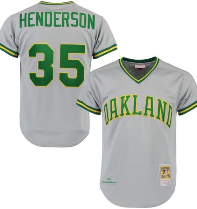Oakland Athletics Rickey Henderson Gray 1982 Throwback Pullover Jersey