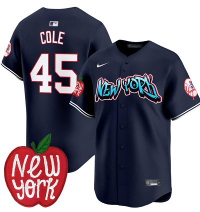 Gerrit Cole Jersey 45 New York Yankees Apple Patch Vapor Premier Limited Stitched Navy