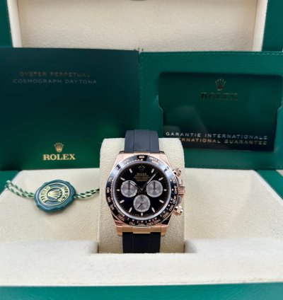 Rolex Daytona Unworn Cosmograph Daytona 40mm Black Dial Rose Gold Oysterflex 126515ln Box Papers 2024