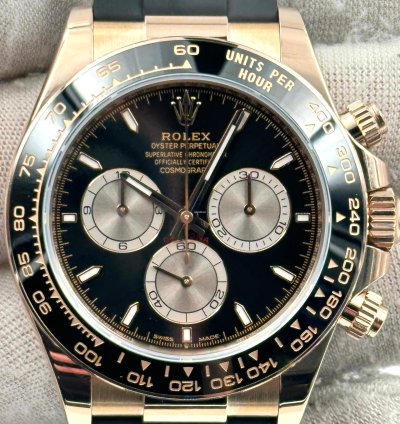 Rolex Daytona Unworn Cosmograph Daytona 40mm Black Dial Rose Gold Oysterflex 126515ln Box Papers 2024