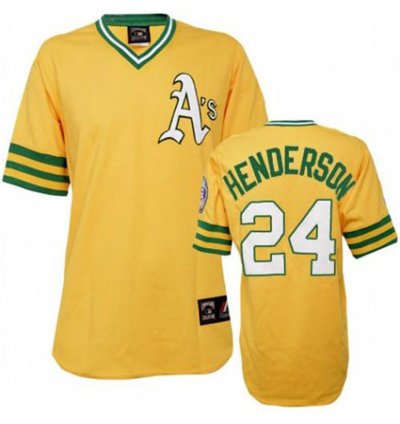 Oakland Athletics Rickey Henderson Yellow Throwback Pullover Jersey
