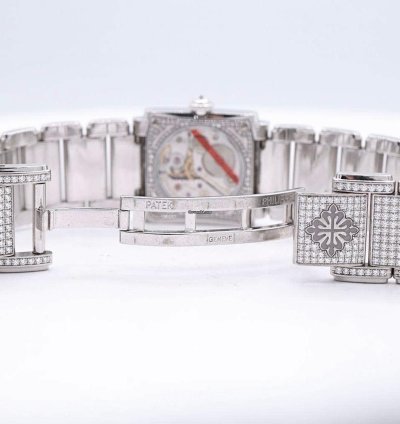 Patek Philippe Twenty 4 White Gold Diamond Pave Open Back Manual Winding