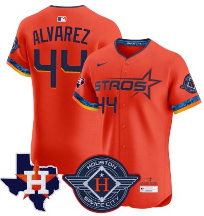 Yordan Álvarez Jersey 44 Houston Astros 2025 City Connect Texas Patch Premier Elite Stitched Orange