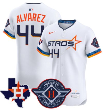 Yordan Álvarez Jersey 44 Houston Astros 2025 City Connect Texas Patch Premier Elite Stitched White