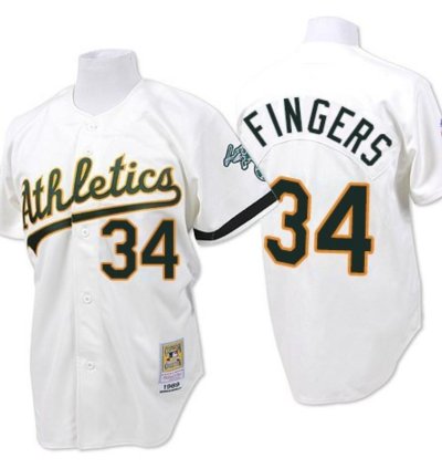 Oakland Athletics Rollie Fingers White 1989 Throwback Jersey