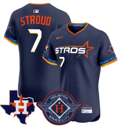 Cj Stroud Jersey 7 Houston Astros 2025 City Connect Texas Patch Premier Elite Stitched Navy