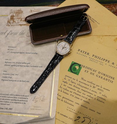 Patek Philippe Vintage Chronograph Ref 533 18kt Yellow Gold Full Set 1947