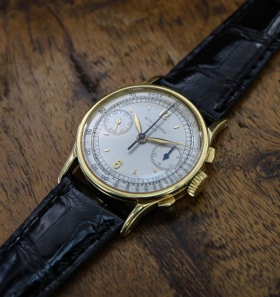 Patek Philippe Vintage Chronograph Ref 533 18kt Yellow Gold Full Set 1947