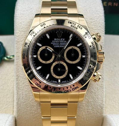 Rolex Daytona Unworn Cosmograph Daytona 40mm Black Dial Yellow Gold Bracelet 126508 Box Papers 2024