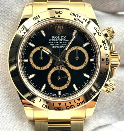 Rolex Daytona Unworn Cosmograph Daytona 40mm Black Dial Yellow Gold Bracelet 126508 Box Papers 2024