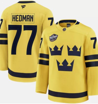 Victor Hedman Jersey 77 Sweden Yellow 2025 4 Nations Face-off Stitched