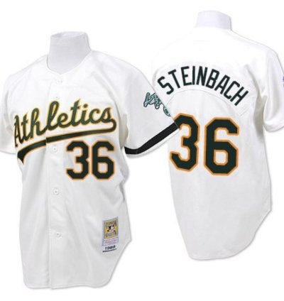 Oakland Athletics Terry Steinbach White 1989 Throwback Jersey