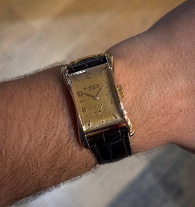 Patek Philippe Vintage Golden Banana Marilyn Monroe 18k Rose Gold Vintage Full Set Box Papers