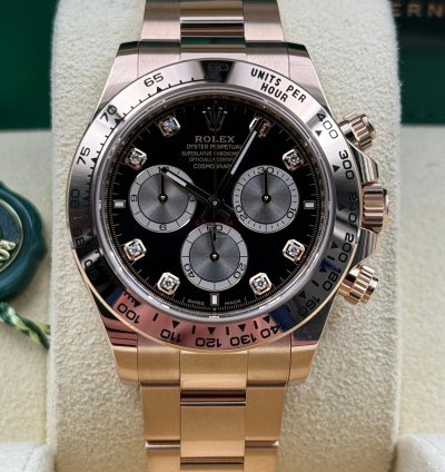 Rolex Daytona Unworn Cosmograph Daytona 40mm Black Diamond Dial Rose Gold 126505 Box Papers 2024