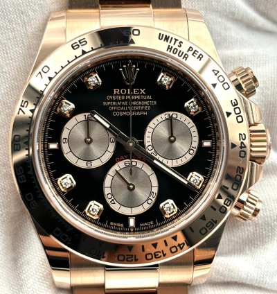 Rolex Daytona Unworn Cosmograph Daytona 40mm Black Diamond Dial Rose Gold 126505 Box Papers 2024