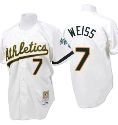 Oakland Athletics Walt Weiss White 1989 Throwback Jersey