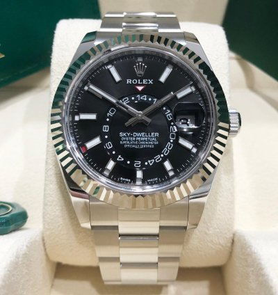 Rolex Sky-dweller Unworn 326934 Sky-dweller Black Dial Stainless Steel 42mm Oyster Bracelet