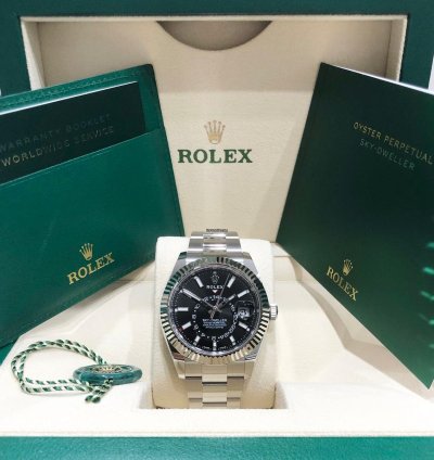 Rolex Sky-dweller Unworn 326934 Sky-dweller Black Dial Stainless Steel 42mm Oyster Bracelet