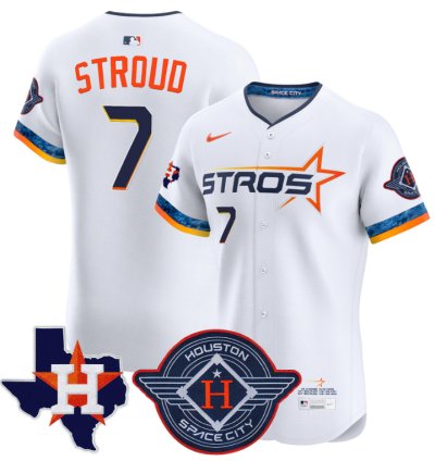 Cj Stroud Jersey 7 Houston Astros 2025 City Connect Texas Patch Premier Elite Stitched White