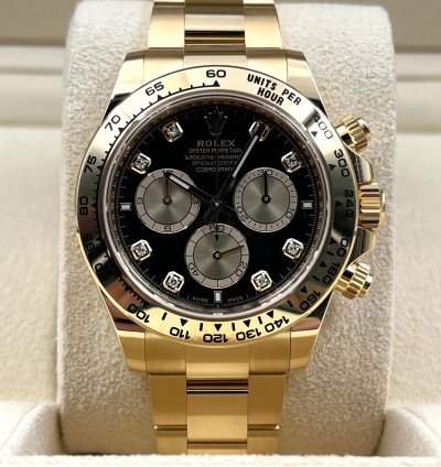 Rolex Daytona Unworn Cosmograph Daytona 40mm Black Diamond Dial Yellow Gold 126508 Box Papers 2024