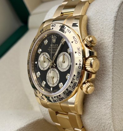 Rolex Daytona Unworn Cosmograph Daytona 40mm Black Diamond Dial Yellow Gold 126508 Box Papers 2024
