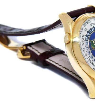 Patek Philippe World Time 18k Yellow Gold Enamel Dial Box Papers 5131j