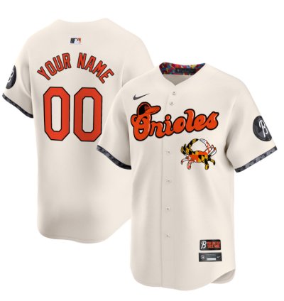 Custom Baltimore Orioles Jersey Maryland Blue Crab Vapor Premier Limited Stitched Cream