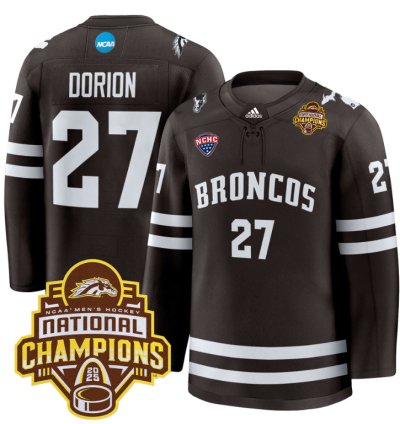 Dan Dorion Jersey 27 Western Michigan Broncos 2025 National Champions Patch Premium Stitched Brown