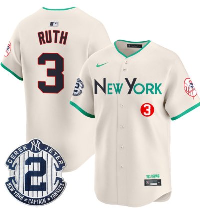 Babe Ruth Jersey 3 New York Yankees City Connect Vapor Premier Limited Stitched Cream