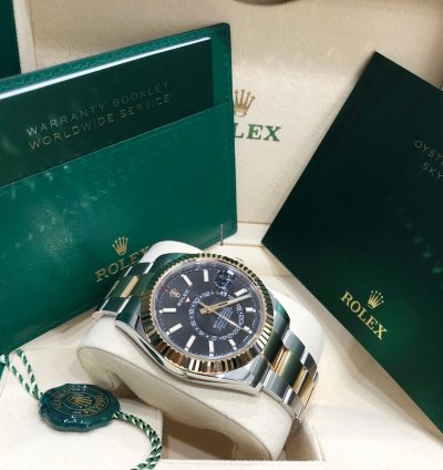 Rolex Sky-dweller Unworn Sky Dweller Two Tone Yellow 326933 Black Index Dial Oyster Bracelet