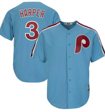 Philadelphia Phillies Bryce Harper Blue Throwback Jersey