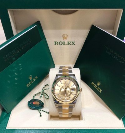 Rolex Sky-dweller Unworn Sky-dweller 326933 Oyster Bracelet 42mm Champagne Dial Two Tone Yellow Gold