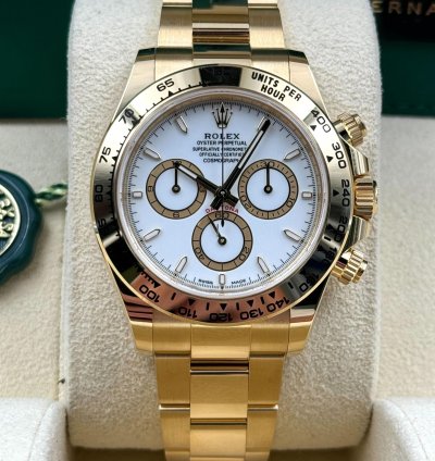 Rolex Daytona Unworn Cosmograph Daytona 40mm White Dial Yellow Gold Bracelet 126508 Box Papers 2024