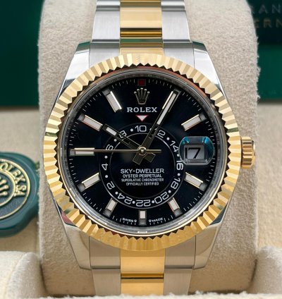 Rolex Sky-dweller Unworn Sky-dweller 42mm Black Dial Two Tone Oyster Bracelet 336933 Box Papers 2023