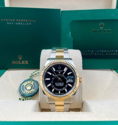 Rolex Sky-dweller Unworn Sky-dweller 42mm Black Dial Two Tone Oyster Bracelet 336933 Box Papers 2023