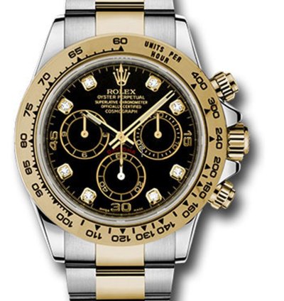 Rolex Daytona Unworn Daytona 116503 40mm Two Tone Yellow Gold Black Diamond Dial