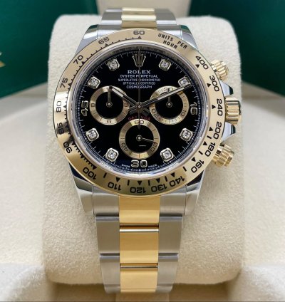 Rolex Daytona Unworn Daytona 116503 40mm Two Tone Yellow Gold Black Diamond Dial Complete Set