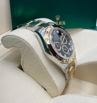 Rolex Daytona Unworn Daytona 116503 40mm Two Tone Yellow Gold Black Diamond Dial Complete Set
