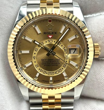 Rolex Sky-dweller Unworn Sky-dweller 42mm Champagne Dial Two Tone Jubilee Bracelet 336933 Box Papers 2025
