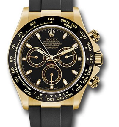 Rolex Daytona Unworn Daytona 116518 Yellow Gold 40mm Black Dial Oysterflex Rubber Band