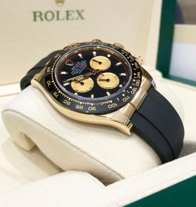 Rolex Daytona Unworn Daytona 116518 Yellow Gold 40mm Black Paul Newman Index Dial Black Oysterflex