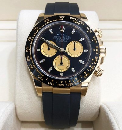 Rolex Daytona Unworn Daytona 116518 Yellow Gold 40mm Black Paul Newman Index Dial Black Oysterflex